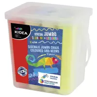 Ilustracja produktu Kidea Kreda Chodnikowa Jumbo Kolorowa Neonowa 12 sztuk Wiaderko 068890