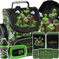 Ilustracja produktu  Paso Zestaw Szkolny 5el. Pixel Green Tornister PP25PX-525 + Piórnik PP25PX-P001BW + Worek PP25PX-712
