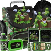 Ilustracja produktu  Paso Zestaw Szkolny 5el. Pixel Green Tornister PP25PX-525 + Piórnik PP25PX-P001 + Worek PP25PX-712