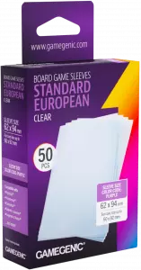 Ilustracja produktu Gamegenic: Board Game Sleeves - Standard European (62x94 mm) - Koszulki na Karty - Clear - 50 sztuk