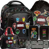 Ilustracja produktu Paso Zestaw Szkolny 4el. Avengers Marvel Plecak AV25AE-260 + Piórnik AV25AE-P001BW + Worek AV25AE-712 + Torba AV25AE-074