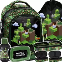 Ilustracja produktu Paso Zestaw Szkolny 5el. Pixel Green Plecak PP25PX-260 + Piórnik PP25PX-013 + Worek PP25PX-712