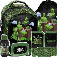 Ilustracja produktu Paso Zestaw Szkolny 5el. Pixel Green Plecak PP25PX-260 + Piórnik PP25PX-P001BW + Worek PP25PX-712