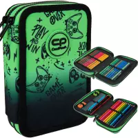 Ilustracja produktu CoolPack Jumper 2 Piórnik Dwukomorowy Z Wyposażeniem Game Over Gradient Green F066969
