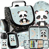 Ilustracja produktu Paso Zestaw Szkolny 5el. Panda Tornister PP24PN-525 + Piórnik PP24PN-P001 + Worek PP24PN-712