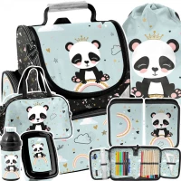 Ilustracja produktu Paso Zestaw Szkolny 6el. Panda Tornister PP24PN-525 + Piórnik PP24PN-P001 + Worek PP24PN-712 + Torba PP24PN-074
