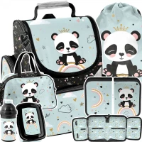 Ilustracja produktu  Paso Zestaw Szkolny 6el. Panda Tornister PP24PN-525 + Piórnik PP24PN-P001BW + Worek PP24PN-712 + Torba PP24PN-074