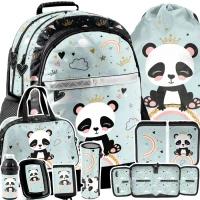 Ilustracja produktu Paso Zestaw Szkolny 8el. Panda Plecak PP24PN-116 + Piórnik PP24PN-P001BW + Worek PP24PN-712 + Torba PP24PN-074