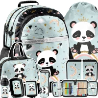 Ilustracja produktu Paso Zestaw Szkolny 8el. Panda Plecak PP24PN-116 + Piórnik PP24PN-P001 + Worek PP24PN-712 + Torba PP24PN-074