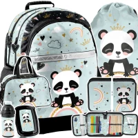 Ilustracja produktu Paso Zestaw Szkolny 6el. Panda Plecak PP24PN-116 + Piórnik PP24PN-P001 + Worek PP24PN-712 + Torba PP24PN-074