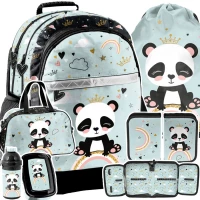 Ilustracja produktu Paso Zestaw Szkolny 6el. Panda Plecak PP24PN-116 + Piórnik PP24PN-P001BW + Worek PP24PN-712 + Torba PP24PN-074