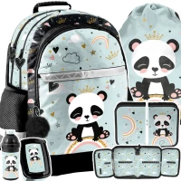 Ilustracja produktu Paso Zestaw Szkolny 5el. Panda Plecak PP24PN-116 + Piórnik PP24PN-P001BW + Worek PP24PN-712 