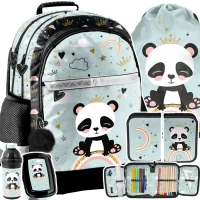 Ilustracja produktu Paso Zestaw Szkolny 5el. Panda Plecak PP24PN-116 + Piórnik PP24PN-P001 + Worek PP24PN-712 