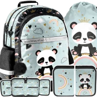 Ilustracja produktu Paso Zestaw Szkolny 3el. Panda Plecak PP24PN-116 + Piórnik PP24PN-P001BW + Worek PP24PN-712