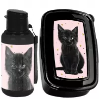 Ilustracja Paso Zestaw Śniadaniowy Black Cat Bidon PP26BC-3030 + Śniadaniówka PP26BC-3022