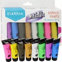 Ilustracja produktu Starpak Farby Akrylowe Metaliczne 8 kolorów 25ml. 484980