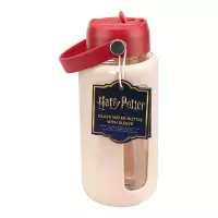 Ilustracja Szklana Butelka na Wodę z Silikonowym Etui Harry Potter