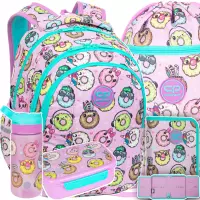 Ilustracja produktu CoolPack Zestaw Szkolny Happy Donuts 3el. Plecak Joy S F048665+ Worek F070665 + Piórnik F076665 + Z08665 + Z18665