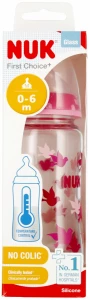 Ilustracja produktu Nuk Butelka Szklana z Wskaźnikiem Temp. First Choice+ 240 ml 0-6m Różowa 527906