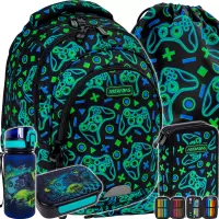 Ilustracja produktu AstraBag Zestaw Szkolny Game On 5el. Plecak AB330 502026019 + Worek 507026010 + Piórnik 503026031 + Z17964 + Z18964