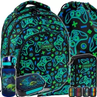 Ilustracja produktu AstraBag Zestaw Szkolny Game On 5el. Plecak AB300 502026020 + Worek 507026010 + Piórnik 503026031 + Z17964 + Z18964