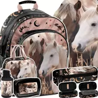 Ilustracja produktu Paso Zestaw Szkolny 6el. Horses Plecak PP26HR-090 + Piórnik PP26HR-013 + Worek PP26HR-712 + Torba PP26HR-074