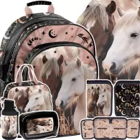 Ilustracja produktu Paso Zestaw Szkolny 6el. Horses Plecak PP26HR-090 + Piórnik PP26HR-P001BW + Worek PP26HR-712 + Torba PP26HR-074
