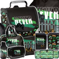 Ilustracja produktu Paso Zestaw Szkolny 6el Never Quit Tornister PP26GQ-525 + Piórnik PP26GQ-P001BW + Worek PP26GQ-712 + Torba PP26GQ-074