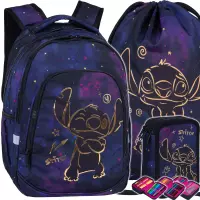 Ilustracja produktu CoolPack Zestaw Szkolny Stitch Gold 3el. Plecak Prime F025948 + Worek F054948 + Piórnik F067948