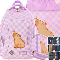 Ilustracja produktu St.Right Zestaw Szkolny 3el.Chill Capybara Plecak 5697203 + Piórnik 5697234 + Worek 5697227