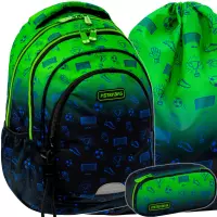 Ilustracja produktu AstraBag Zestaw Szkolny Ombre Football 3el. Plecak AB330 502026052 + Worek 507026017 + Piórnik 503026069