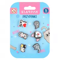 Ilustracja produktu Starpak Przypinka Gumowa Pins 6 szt. Kotki 583613