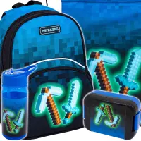 Ilustracja produktu AstraBag Zestaw Szkolny Blue Pixel 4el. Plecak Wycieczkowy 502024094 + Worek 507024048 + 511025003 + 511025004