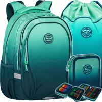 Ilustracja CoolPack Zestaw Szkolny Gradient Blue Lagoon 3el. Plecak Factor X F002690 + Worek F070690 + Piórnik F066690