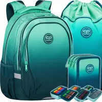 Ilustracja produktu CoolPack Zestaw Szkolny Gradient Blue Lagoon 3el. Plecak Factor X F002690 + Worek F070690 + Piórnik F067690