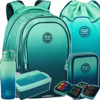 Ilustracja produktu CoolPack Zestaw Szkolny Gradient Blue Lagoon 5el. Plecak Factor X F002690 + Worek F070690 + Piórnik F066690 + 56117CP + Z07690