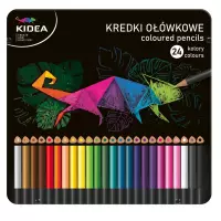 Ilustracja produktu Kidea Kredki Trójkątne w Metalowym Pudełku 24 kolory 077625