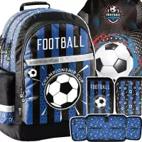 Ilustracja produktu Paso Zestaw Szkolny 3el. Football Niebieski Plecak PP25NG-116 + Piórnik PP25NG-P001BW + Worek PP25NG-712