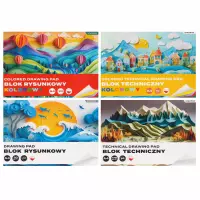 Ilustracja produktu Zestaw Bloków A4 do Rysunku i Prac Technicznych – Biały i Kolorowy 589575