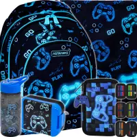 Ilustracja produktu AstraBag Zestaw Szkolny 5el Plecak AB330 Go Playing 502024017 + Worek 507024013 + Piórnik 552626 + 511025005 + 511025006