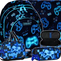 Ilustracja produktu AstraBag Zestaw Szkolny 4el Plecak AB330 Go Playing 502024017 + Worek 507024013 + Piórnik 552633 + Torba 552615