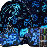 Ilustracja produktu AstraBag Zestaw Szkolny 4el Plecak AB330 Go Playing 502024017 + Worek 507024013 + Piórnik 552626 + Torba 552615