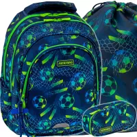 Ilustracja produktu AstraBag Zestaw Szkolny Football 3el. Plecak AB300 502026022 + Worek 507026011 + Piórnik 503026035