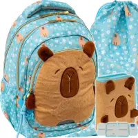 Ilustracja AstraBag Zestaw Szkolny Fluffy Capy 3el. Plecak AB330 502026018 + Worek 507026009 + Piórnik 503026025