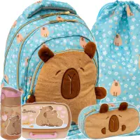 Ilustracja produktu AstraBag Zestaw Szkolny Fluffy Capy 5el. Plecak AB330 502026018 + Worek 507026009 + Piórnik 503026027 + BCKB10 + SAKB10