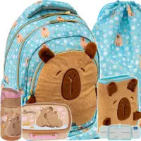 Ilustracja produktu AstraBag Zestaw Szkolny Fluffy Capy 5el. Plecak AB330 502026018 + Worek 507026009 + Piórnik 503026025 + BCKB10 + SAKB10