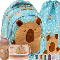 Ilustracja produktu AstraBag Zestaw Szkolny Fluffy Capy 5el. Plecak AB330 502026018 + Worek 507026009 + Piórnik 503026026 + BCKB10 + SAKB10
