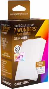 Ilustracja Gamegenic: Board Game Sleeves - 7 Wonders (67x103 mm) - Koszulki na Karty - Clear Matte - 80 sztuk