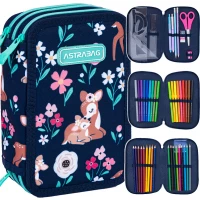 Ilustracja AstraBag Piórnik Trzykomorowy z Wyposażeniem AC31 Baby Deer 503024049