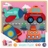 Ilustracja produktu Bam Bam Układanka Drewniana Pojazdy 541642